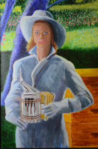 Original Acrylic painting by artist Michael Kent Owens Title-"Bee Keeper" 24″ x 36" Acrylic on Canvas